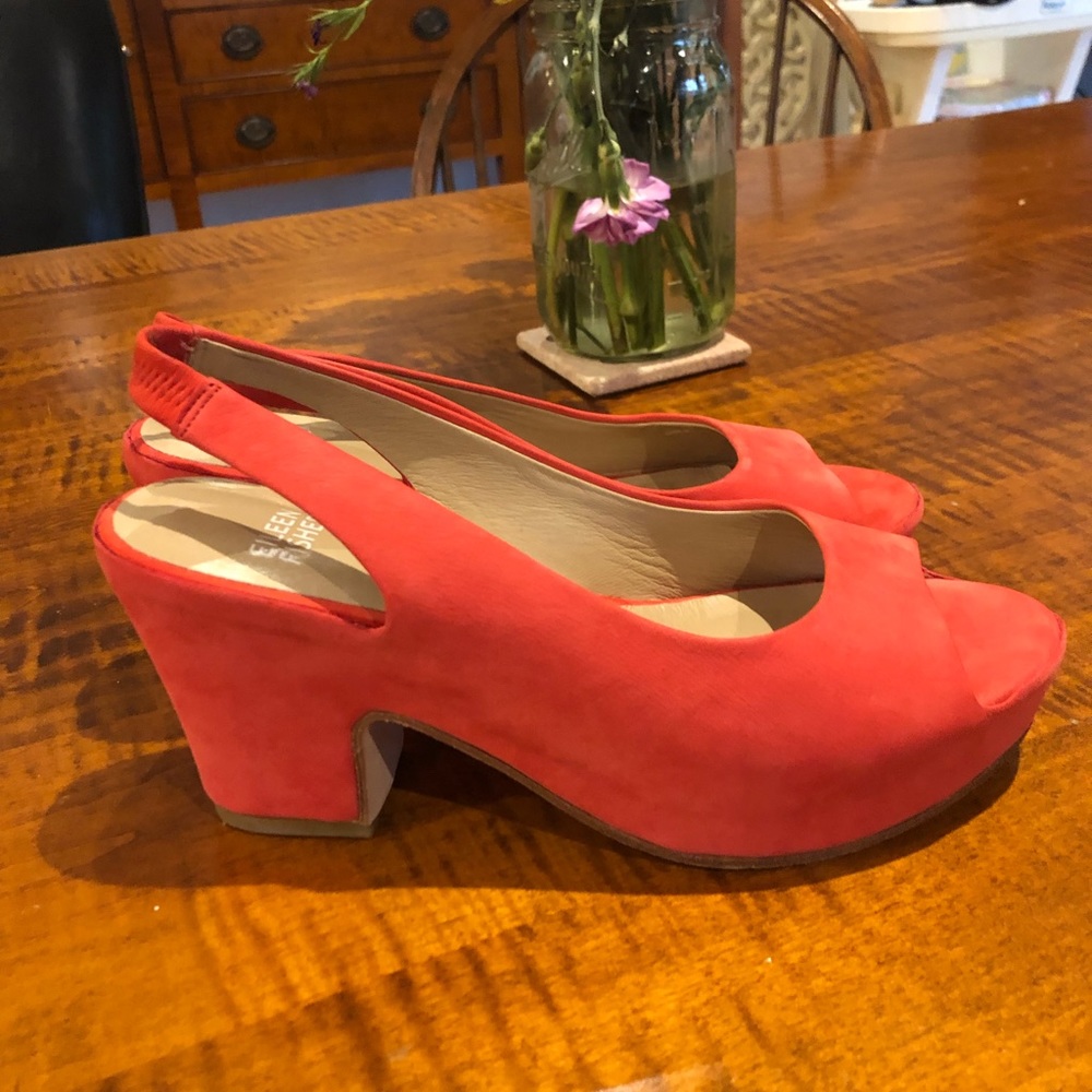 Eileen Fisher suede peep toe sling back shoes - Picture 5 of 6